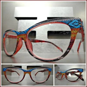 Women VINTAGE RETRO CAT EYE Style READING Eye Glasses Readers Aztec Tribal Frame - Picture 1 of 7