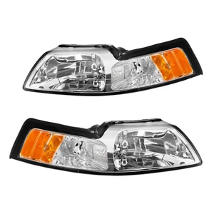 Par de faros esquineros ámbar carcasa cromada para Ford Mustang 1999-2004 - Imagen 1 de 11