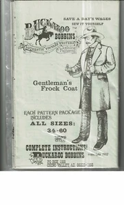 Buckaroo Bobbins Gentleman's Frock Coat pattern Xs-XXL (chest 34-60) - Picture 1 of 2