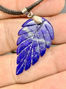 Lapis Lazuli Leaf Shape Pendent With Black Wire.L1 - Picture 1 of 5