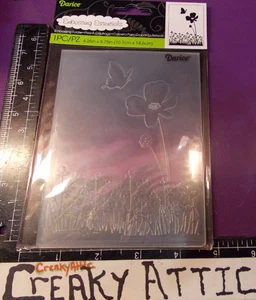 BUTTERFLY ON FLOWER POPPY 1 FOLDER EMBOSSING EMBOSS PAPER  DARICE 35754 CREAKYAT - Picture 1 of 1