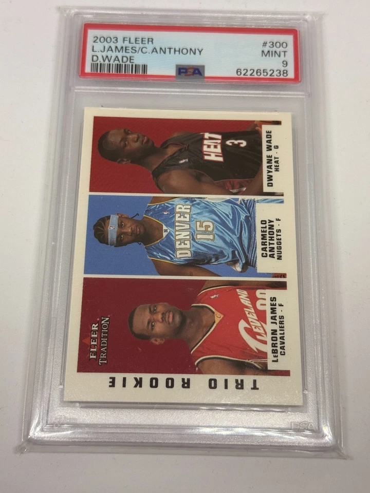 2003 FLEER TRADITION #300 CARMELO ANTHONY/DWYANE WADE/LEBRON JAMES PSA 9 - Image 1 of 1