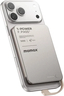 Banco de alimentación portátil MOMAX Ultra-Slim 5000 mAh con cable USB-C incorporado, PD 20W F Foto 1 de 4
