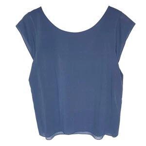 ALICE + OLIVIA Women’s Blue Silk Cap Sleeve Strap Back Silk Top - Picture 1 of 3