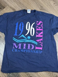 Vintage 1996 Mid Lakes Championship Schwimmshirt blau Herren XL großes Logo 2-seitig - Bild 1 von 7