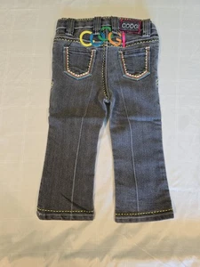 Vintage Y2K COOGI Jeans Girls 2t Dark Contrast Stitch Colorful Flare Denim - Picture 1 of 7