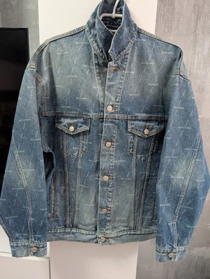 BALENCIAGA Monogram 卡车司机牛仔牛仔外套夹克蓝色水洗超大 S M L — 第 1/4 张图片