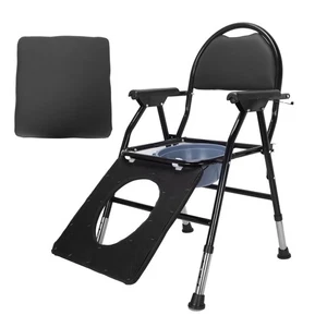 Toilettenstuhl WC-Stuhl Nachtstuhl inkl. Eimer Schwarz Stuhl Deckel Neu - Bild 1 von 11