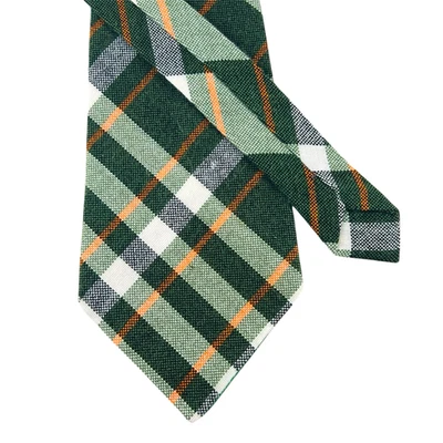 Corbata de cuello de tartán a cuadros para hombre verde naranja y blanco ancha Navidad día de San Patricio Foto 1 de 3