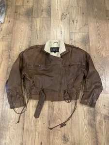 WILSON'S Adventure Bound Womens Vintage Leather Bomber Sherpa Lined Jacket Sz M - Picture 1 of 8