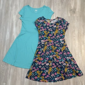Girls 14/16 SO Dresses (2) Teal & Floral Play Dress Up School - Picture 1 of 3