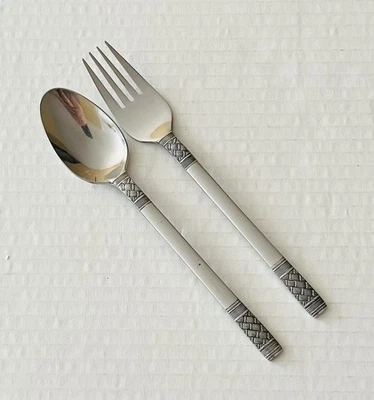 Oxford Hall Stainless Korea Weave Teaspoon and Salad Fork Glossy - Image 1 of 4