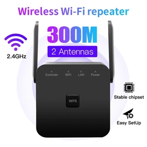 Fenvi 300Mbps 2.4Ghz WiFi Range Extender Ripetitore,Nero,US,WPS Wireless Booster - Foto 1 di 6