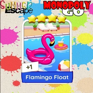 Flamingo Float 4 Stars Sticker - monopoly SUMMER ESCAPE ALBUM go - Picture 1 of 2