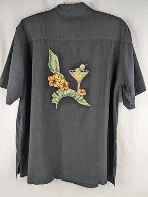 Camisa Hawaiana Seda Caribeña Bordada Martini Vidrio Para Hombre XL Jacquard Foto 1 de 4