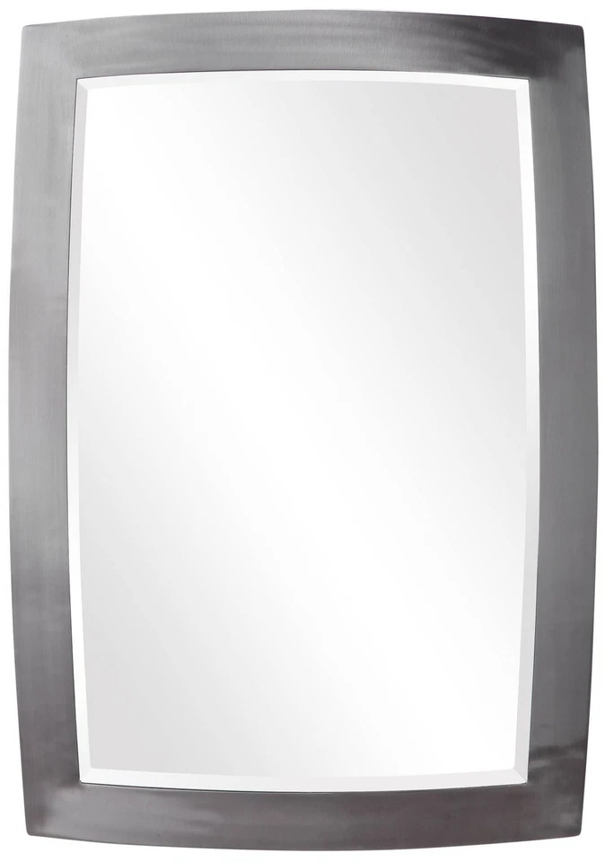 Rectangular Vanity Wall Mirror Beveled Brushed Nickel Frame 24" Wide Bathroom - Image 1 of 1
