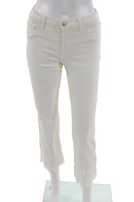 Pantalones de mezclilla para mujer marca J tobillo corto tiro medio blancos botones mosca talla 25 Foto 1 de 4