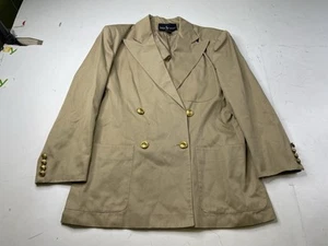 Vintage Ralph Lauren Women’s Beige Blazer Jacket Cotton USA Double-Breasted Gold - Picture 1 of 13