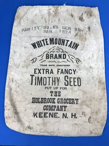 1924 White Mountain - Xtra Fancy Timothy SEED SACK Holebrook Grocery Co KEENE NH - Picture 1 of 17