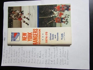 1974 1975 NHL Hockey New York Rangers Yearbook Signed 25 Park Chadwick Francis - Picture 1 of 24