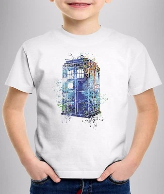 Doctor Who Tardis Art - Kids T-shirt Tee - Funny Gift - Boys Girls Dalek Art