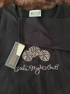 Christine Alexander Bling dice girls night out Black shirt Sz XL nwt - Picture 1 of 3