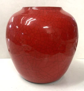 Charles Chrisco Seagrove NC Pottery Red Raku 7" Vase Mint Condition - Picture 1 of 9