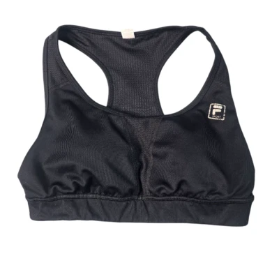 Sujetador deportivo para mujer Fila MED negro liso espalda deportiva acolchado soporte de compresión Foto 1 de 4