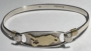 Vintage Cape Cod / Cuttyhunk Island 14k gold .925 Silver Hook&Eye Bracelet 7". - Picture 1 of 9