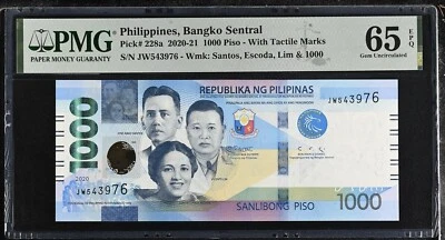 Philippines 1000 Pesos 2020 P 228 a Gem UNC PMG 65 EPQ - Image 1 of 3