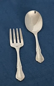 Vintage WM. A. ROGERS / ONEIDA LTD versilbertes Kind Kleinkind Löffel & Gabel Set - Bild 1 von 5