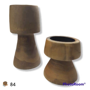 Candelabro pilar de madera ATHALIAH 9 y 5 pulgadas, juego de 2 centros de mesa - Imagen 1 de 8