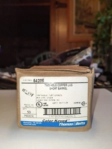 Thomas & Betts, 54206, #4awg, 29 grey,2-hole, 1/4 stud,5/8 center, box of (50) - Picture 1 of 6
