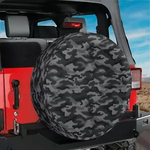 Black Camouflage Spare Tire Cover, Camera Hole Option, Black Camo Tire Cover - Picture 1 of 9