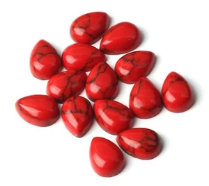 Howlite Red Pear Cabochon 5x7mm To 20x25mm Natural Calibrated Loose Gemstone - Picture 1 of 4