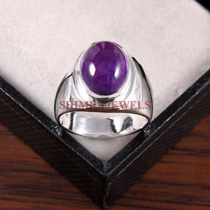 Natural Amethyst Gemstone with 925 Sterling Silver Ring for Men's #151 - Picture 1 of 3