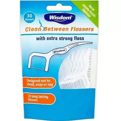 Wisdom Clean Between Easy Slide Flosser - P Shaped - 30 Flossers Per Pack