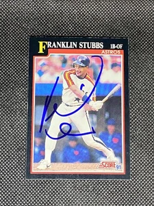 Franklin Stubbs Houston Astros 1991 Score Signed Auto Card #308 ~ COA - Picture 1 of 3
