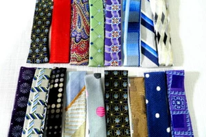 18 Assorted SILK FABRIC TABS 3" Folded Over Sewing Embellishment - Picture 1 of 6