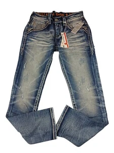 Jeans uomo Rock Revival TG 30 denim invecchiato "Duke" ALT dritto nuovo con etichetta - Foto 1 di 7