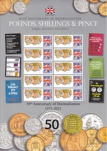 GB 2021 - 50th Anniversary of Decimalisation - Smilers Sheet o/p - Ref: BC-428a - Bild 1 von 1