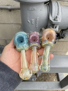 4.5" Thick Glass Smoking Tobacco Hand Pipe Silver Fumed  And Color. $20 each - Picture 1 of 17