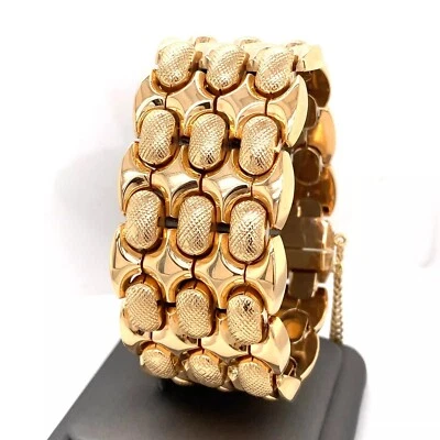 Estate 18k Rose Gold Ladies Wide Bracelet, 97.1g, 7.5", S107089 - Image 1 of 4