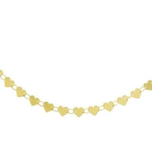 14K Yellow Gold 5mm Mirrored Multi Heart Chain Necklace Adjustable 15"-18" - Picture 1 of 5