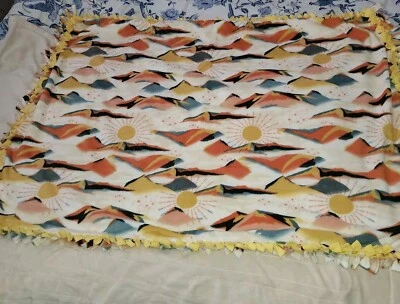 Mountain Sunrise - 套装印花手工领带毯超大羊毛扔 45"X 60"  — 第 1/4 张图片