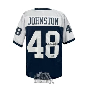 Daryl "Moose" Johnston Autographed Dallas Custom Navy Football Jersey - BAS - Picture 1 of 1