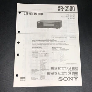 Sony Service Manual for the XR-C500 Cassette Car Stereo ~ Repair - Picture 1 of 5