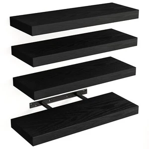Rustic Black Floating Shelves - Set of 4, Perfect for Any Room XMAS GIFT 2025 - Picture 1 of 8