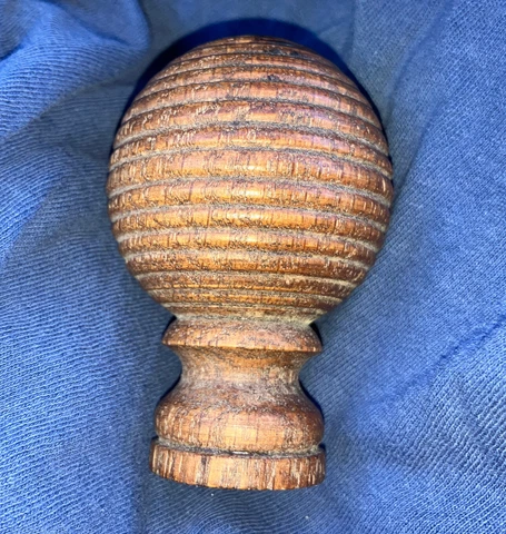 Antique 2 5/8" Victorian Beehive Turned Wood Maple? Architectural Salvage Finial Cover
