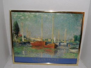 Claude Monet Framed Argenteuil Collection du Musee du Louvre Two Red Boats - Picture 1 of 3